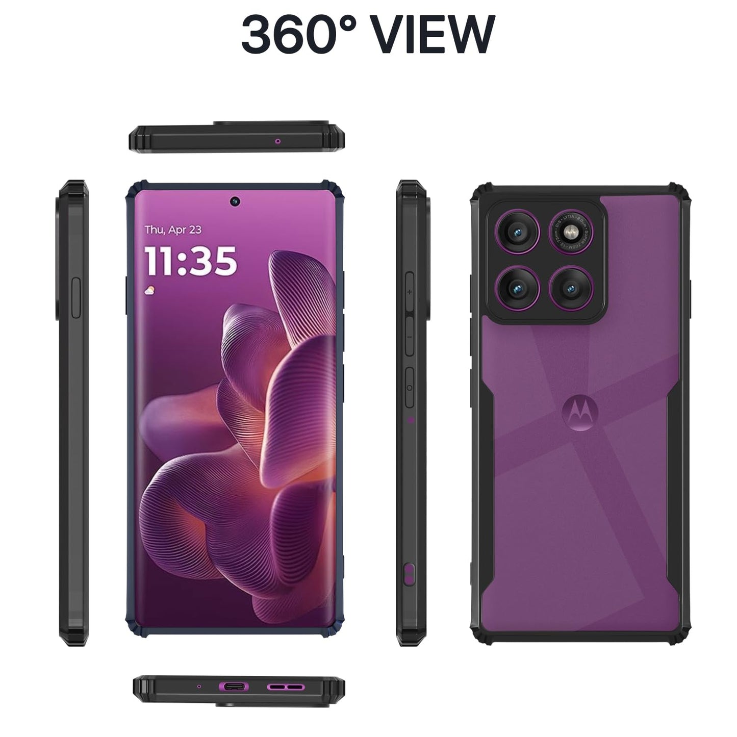 VAKIBO Super Premium Black Border Transparent Case With Corner Protection & Camera Protection Suitable for Moto Edge 60 Pro