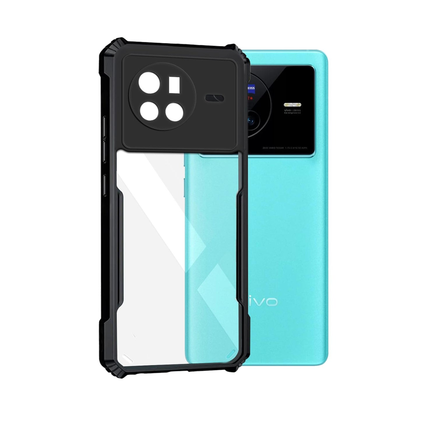 VAKIBO Super Premium Black Border Transparent Case With Corner Protection & Camera Protection Suitable for Vivo X80 5G