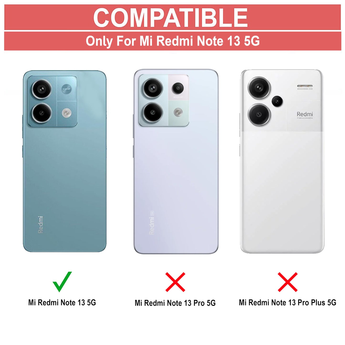 VAKIBO Super Premium Black Border Transparent Case With Corner Protection & Camera Protection Suitable for Mi Redmi Note 13