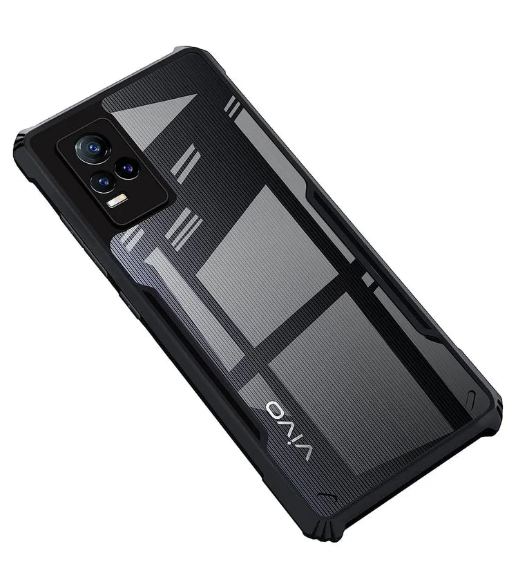 VAKIBO Super Premium Black Border Transparent Case With Corner Protection & Camera Protection Suitable for Vivo V21E 4G