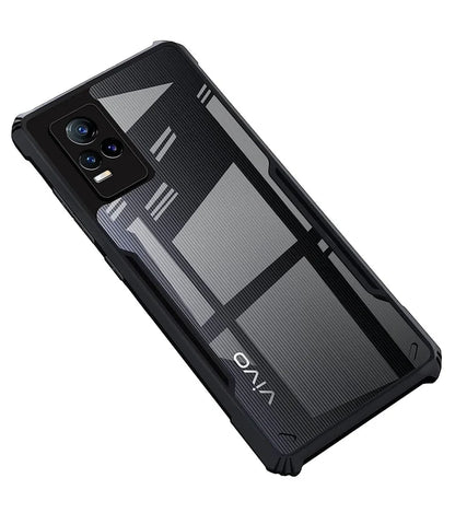 VAKIBO Super Premium Black Border Transparent Case With Corner Protection & Camera Protection Suitable for Vivo V21E 4G