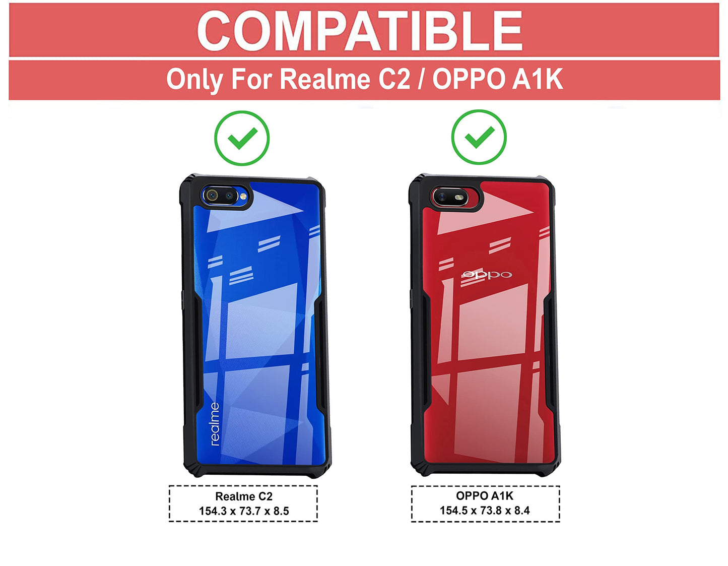 VAKIBO Super Premium Black Border Transparent Case With Corner Protection & Camera Protection Suitable for Realme C2