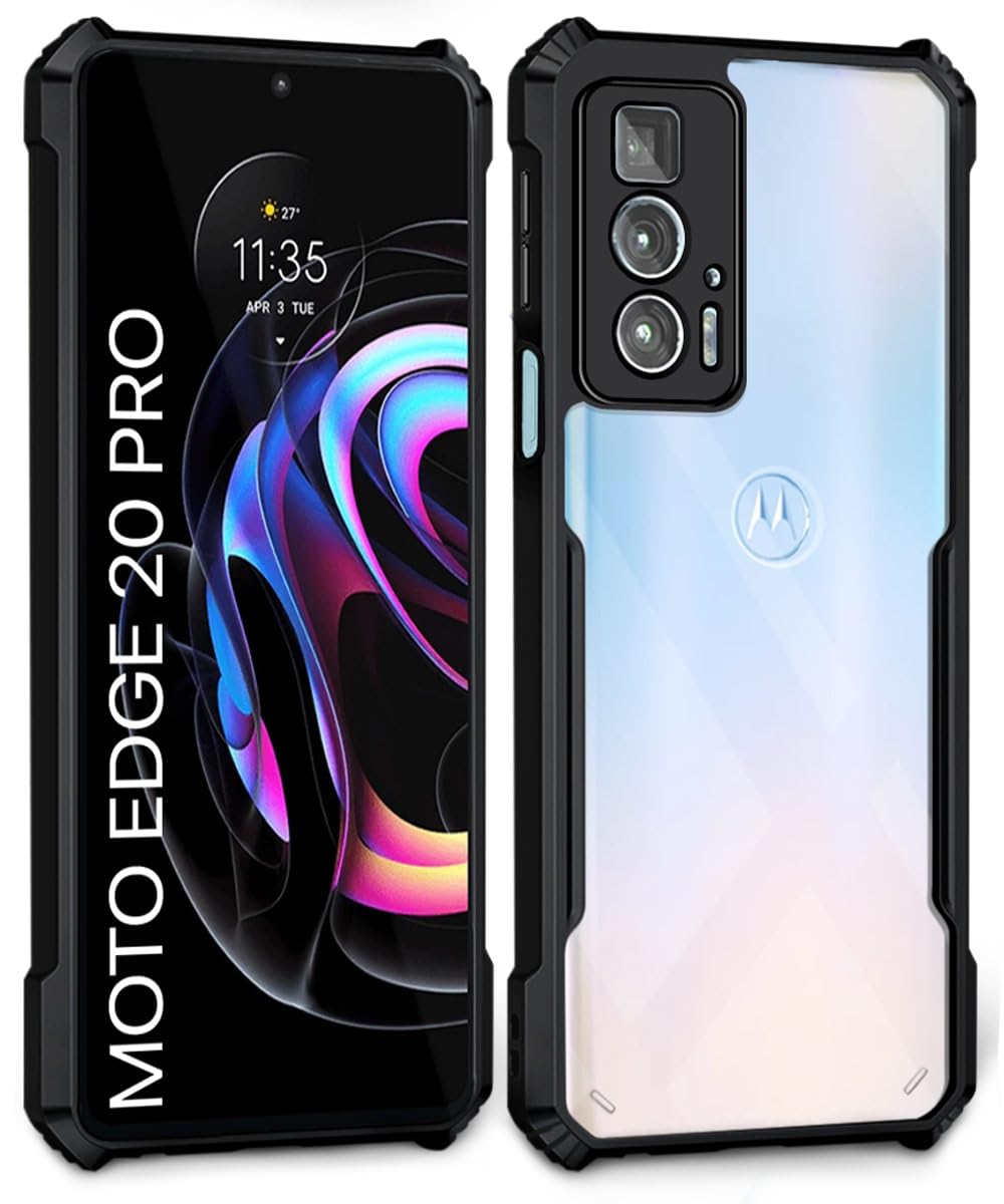 VAKIBO Super Premium Black Border Transparent Case With Corner Protection & Camera Protection Suitable for Moto Edge 20 Pro