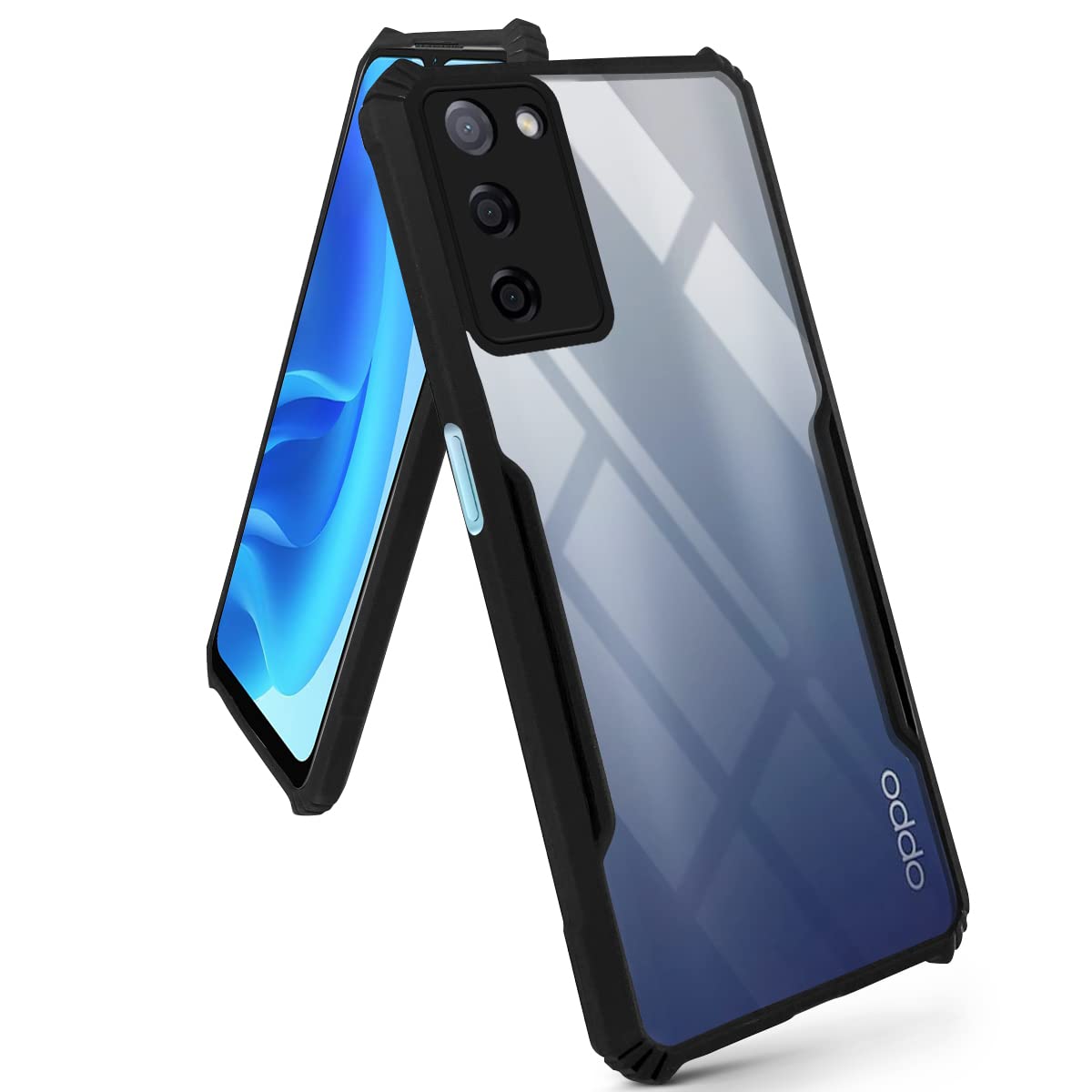 VAKIBO Super Premium Black Border Transparent Case With Corner Protection & Camera Protection Suitable for Oppo A55 5G