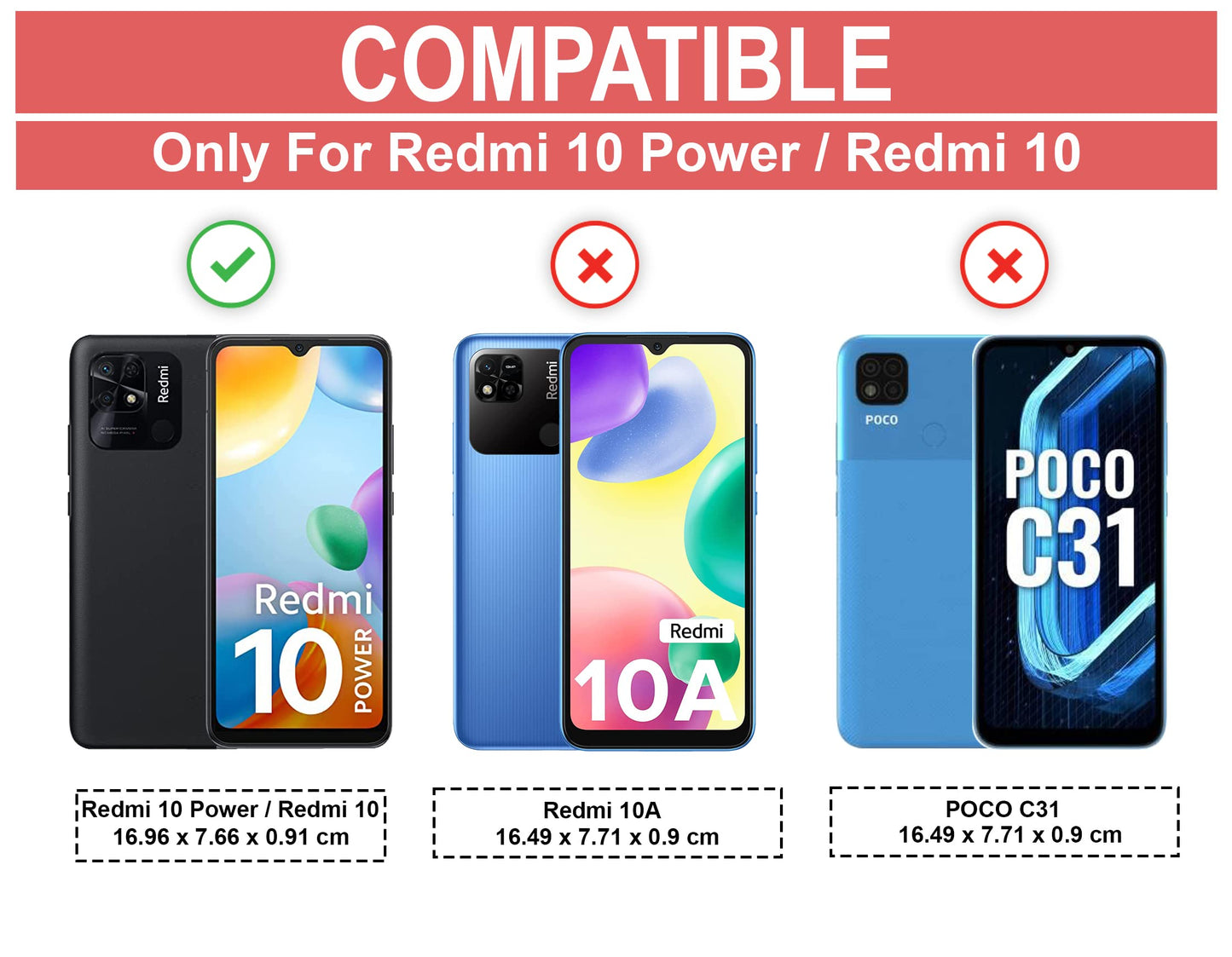 VAKIBO Super Premium Black Border Transparent Case With Corner Protection & Camera Protection Suitable for Mi Redmi 10 Power