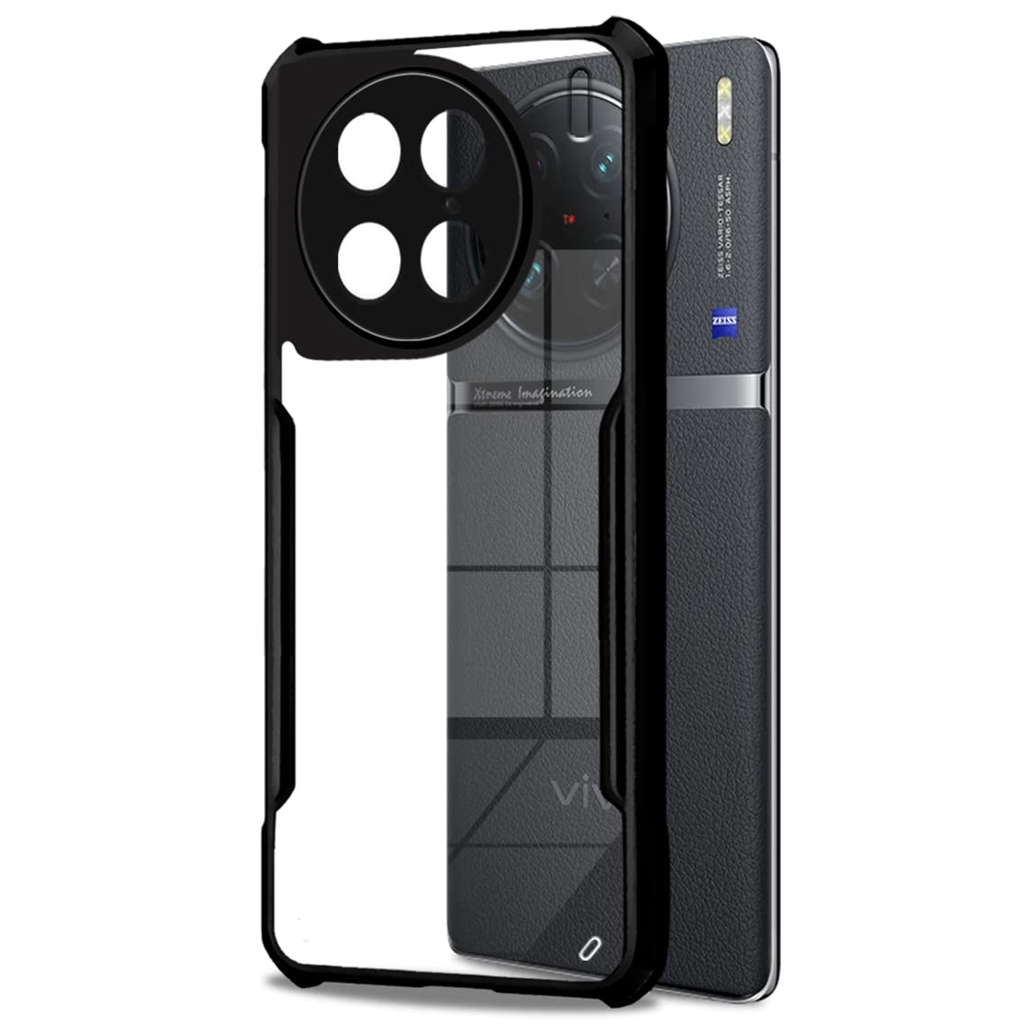 VAKIBO Super Premium Black Border Transparent Case With Corner Protection & Camera Protection Suitable for Vivo X90 Pro 5G