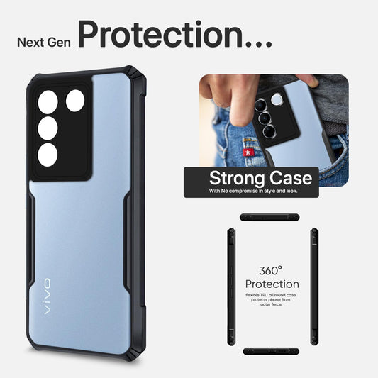 VAKIBO Super Premium Black Border Transparent Case With Corner Protection & Camera Protection Suitable for Vivo V27 PRO