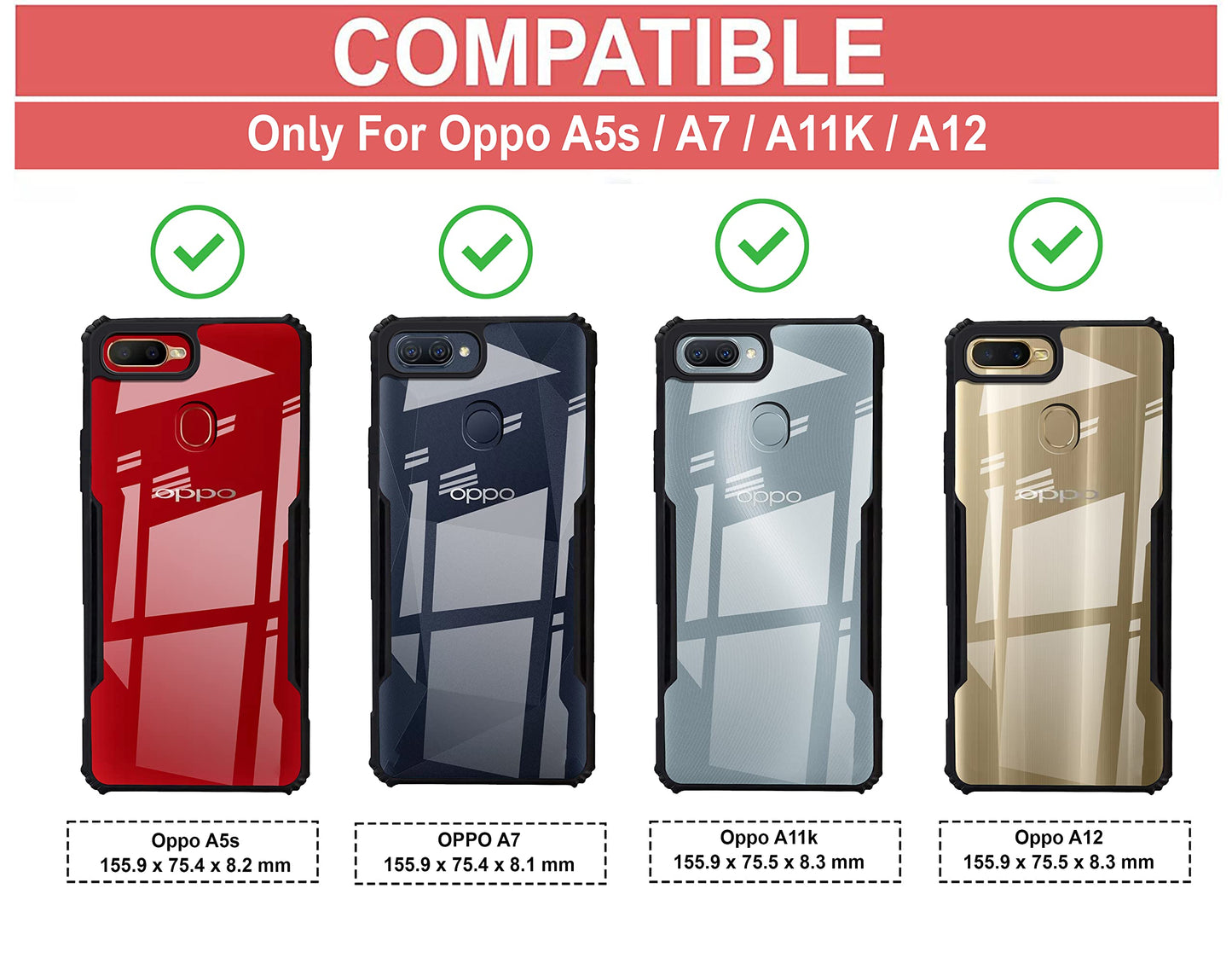 VAKIBO Super Premium Black Border Transparent Case With Corner Protection & Camera Protection Suitable for Oppo RM U1