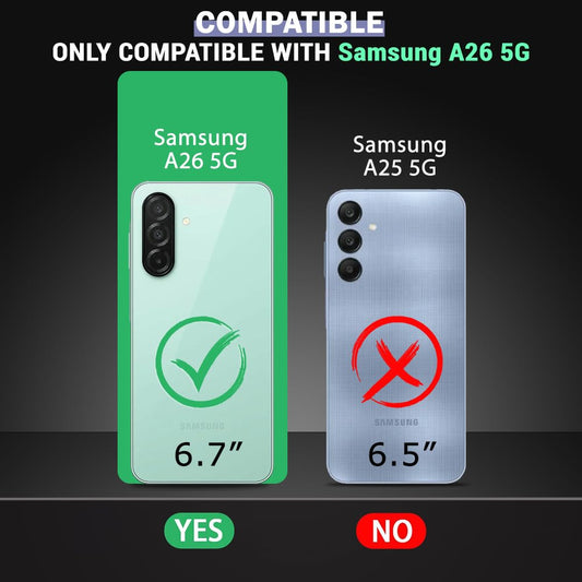 VAKIBO Best Selling Black and Transparent Coloured Made With Soft TPU and Acrylic Back Cover Case With 4 Corner and Camera Protection Suitable for Samsung Galaxy A26