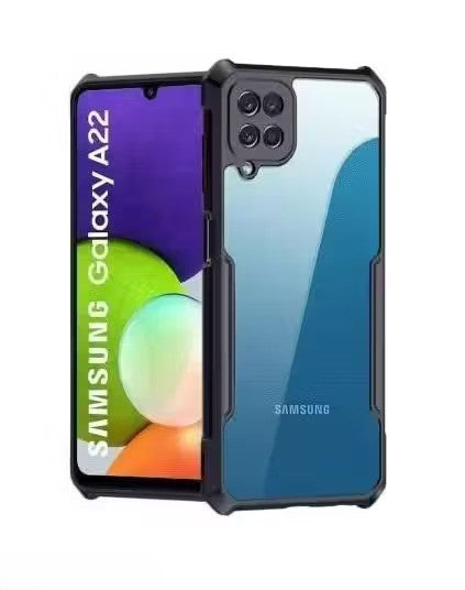 VAKIBO Best Selling Black and Transparent Back Cover Case Made With Soft TPU and Acrylic With 4 Corner and Camera Protection Suitable for Samsung Galaxy A22 4G