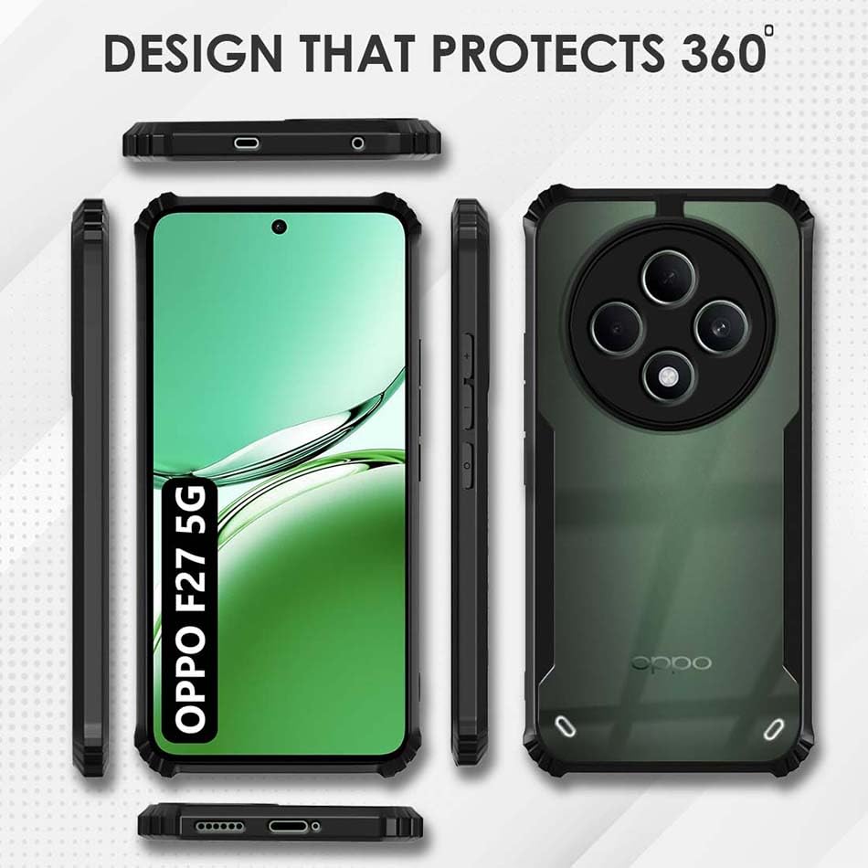 VAKIBO Super Premium Black Border Transparent Case With Corner Protection & Camera Protection Suitable for Oppo F27