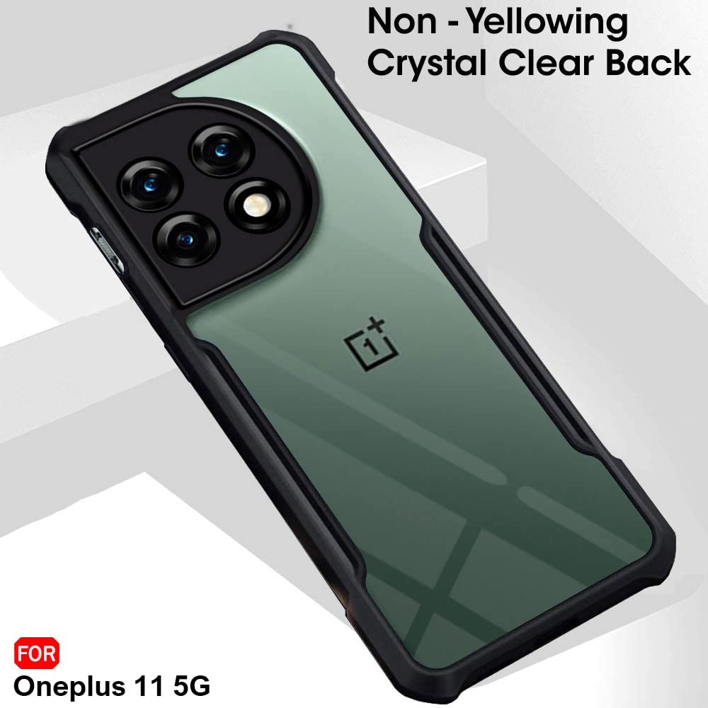 VAKIBO Super Premium Black Border Transparent Case With Corner Protection & Camera Protection Suitable for OnePlus 11