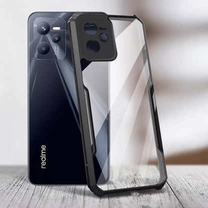 VAKIBO Best Selling Black and Transparent Back Cover Case Made With Soft TPU and Acrylic With 4 Corner and Camera Protection Suitable for Realme C35