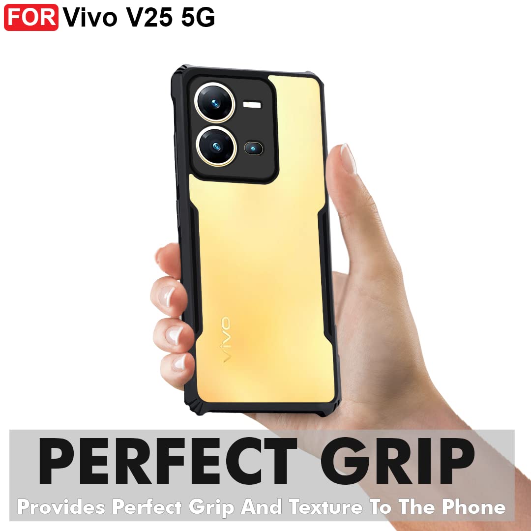 VAKIBO Super Premium Black Border Transparent Case With Corner Protection & Camera Protection Suitable for Vivo V25