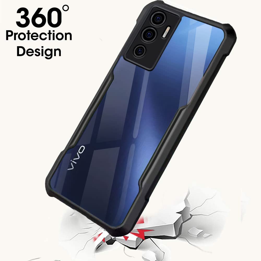 VAKIBO Super Premium Black Border Transparent Case With Corner Protection & Camera Protection Suitable for Vivo V23E 5G