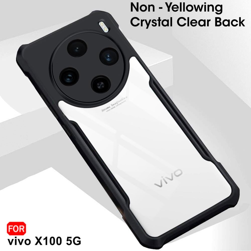VAKIBO Super Premium Black Border Transparent Case With Corner Protection & Camera Protection Suitable for Vivo X100