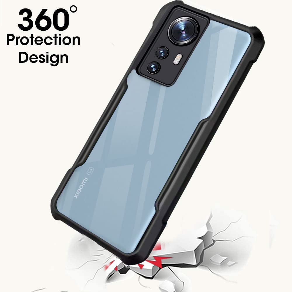 VAKIBO Super Premium Black Border Transparent Case With Corner Protection & Camera Protection Suitable for Xiaomi 12 Pro 5G