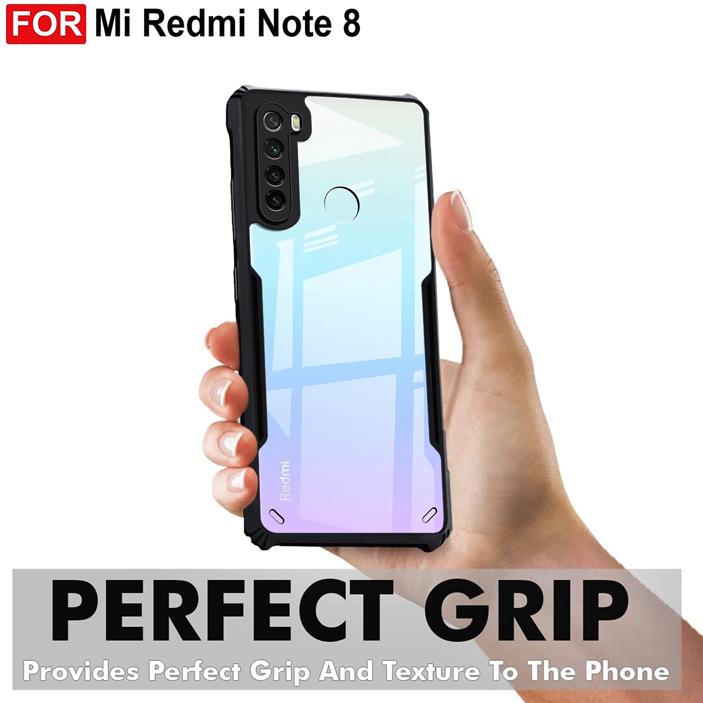 VAKIBO Super Premium Black Border Transparent Case With Corner Protection & Camera Protection Suitable for Mi Redmi Note 8