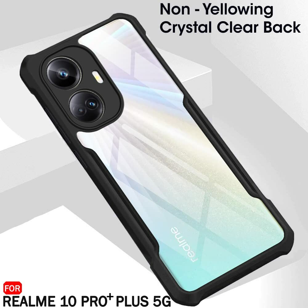 VAKIBO Super Premium Black Border Transparent Case With Corner Protection & Camera Protection Suitable for Realme 10 Pro Plus