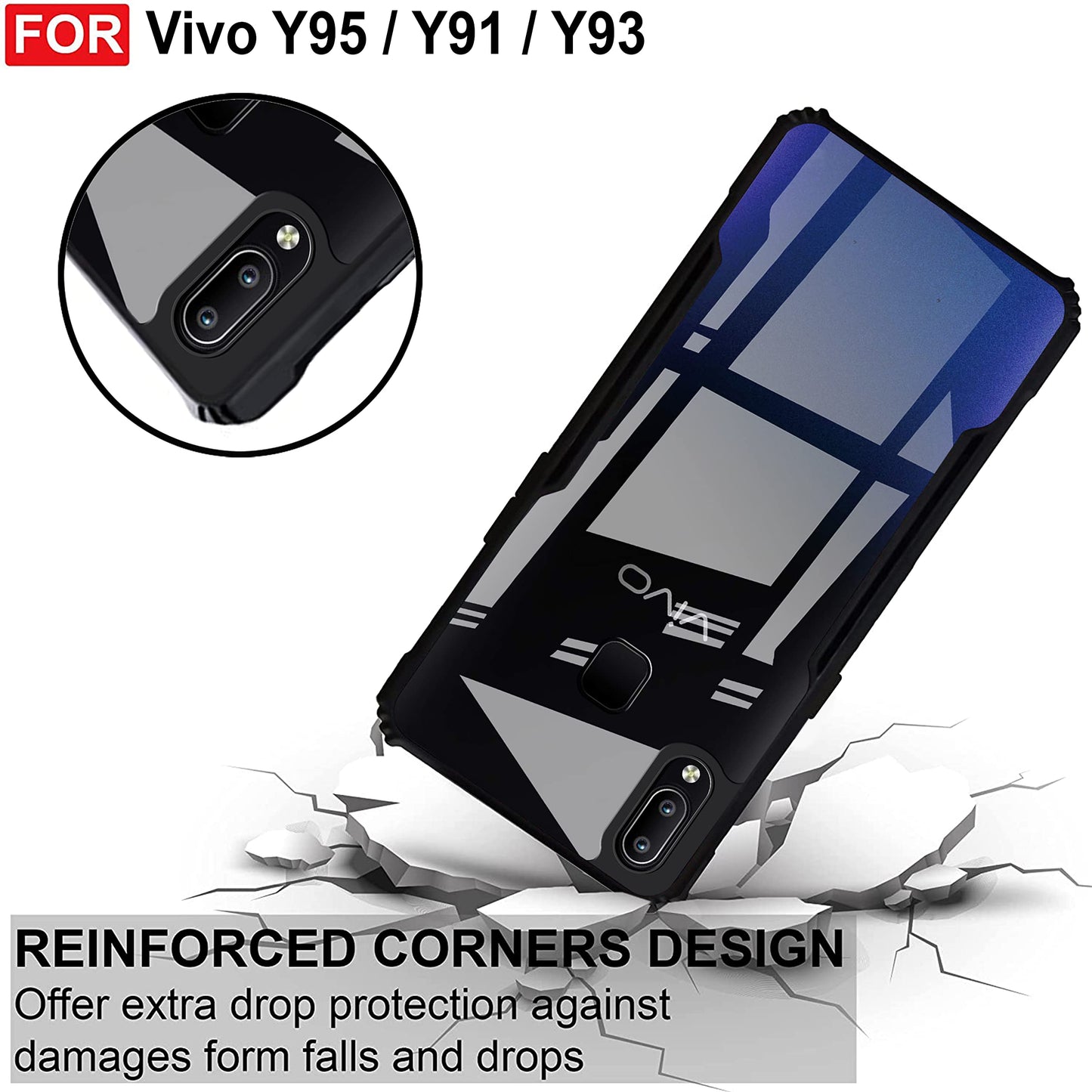 VAKIBO Super Premium Black Border Transparent Case With Corner Protection & Camera Protection Suitable for Vivo Y95