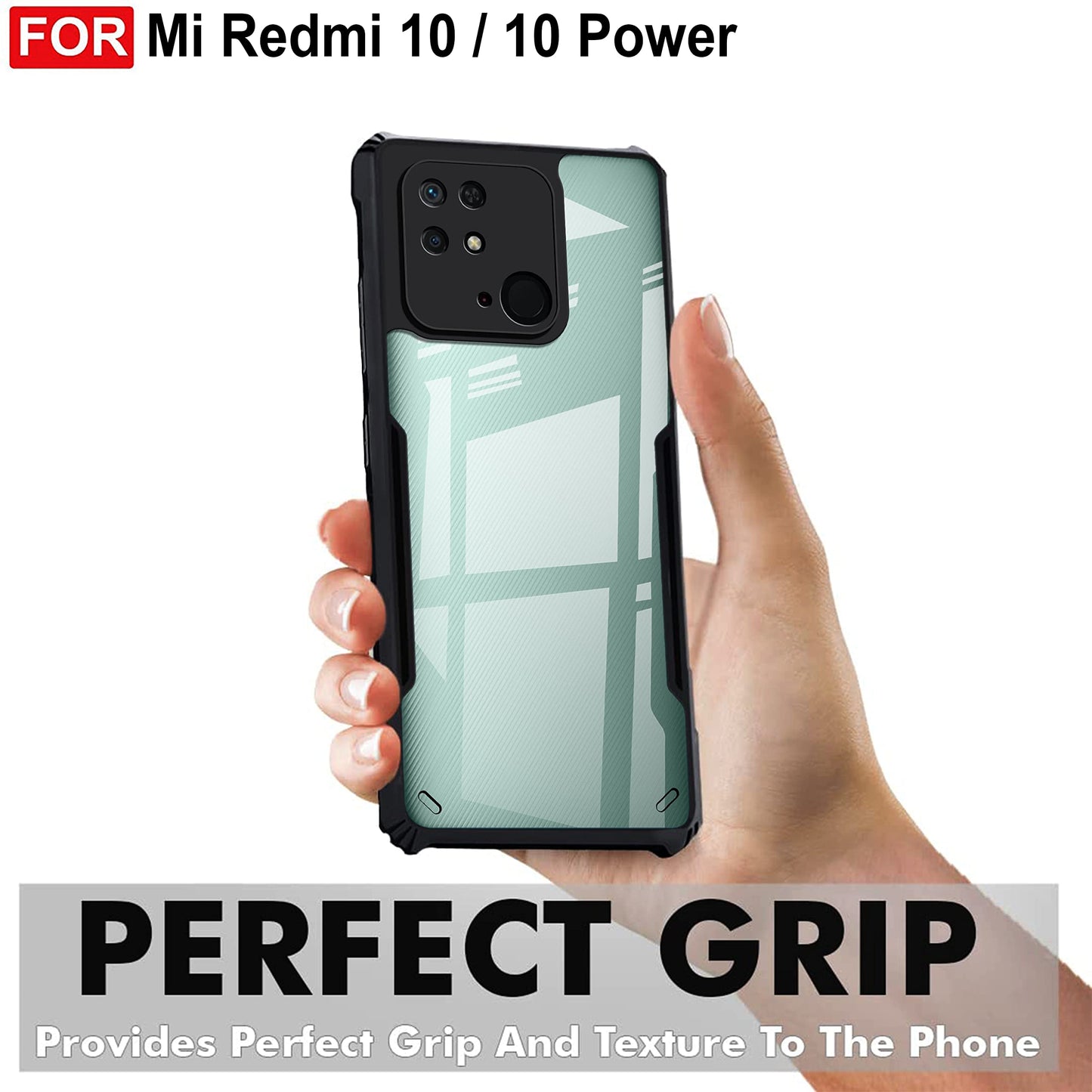 VAKIBO Super Premium Black Border Transparent Case With Corner Protection & Camera Protection Suitable for Mi Redmi 10C