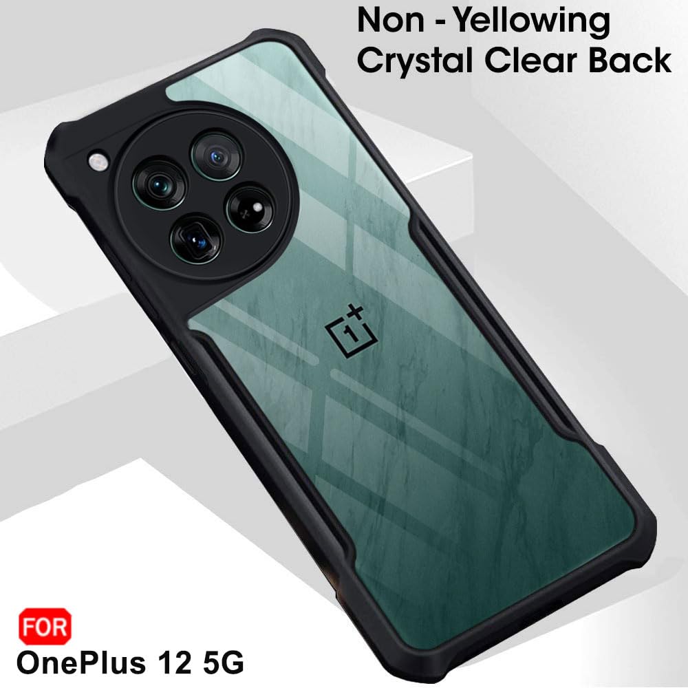 VAKIBO Super Premium Black Border Transparent Case With Corner Protection & Camera Protection Suitable for OnePlus 12