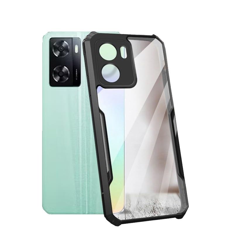 VAKIBO Super Premium Black Border Transparent Case With Corner Protection & Camera Protection Suitable for Oppo A77