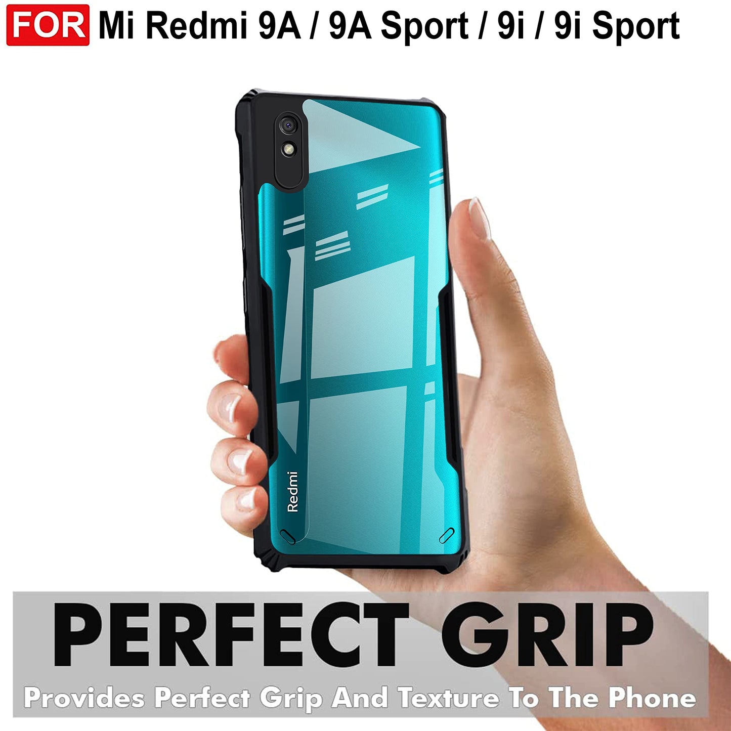 VAKIBO Super Premium Black Border Transparent Case With Corner Protection & Camera Protection Suitable for Mi Redmi 9i SPORT
