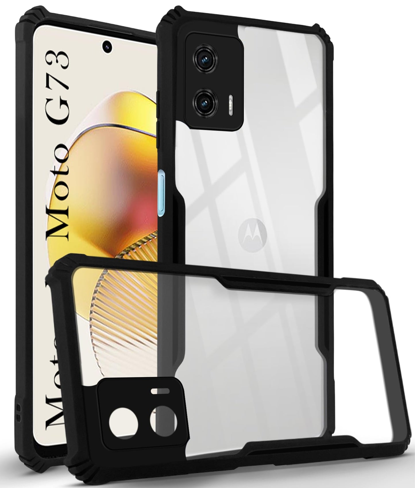 VAKIBO Super Premium Black Border Transparent Case With Corner Protection & Camera Protection Suitable for Moto G73