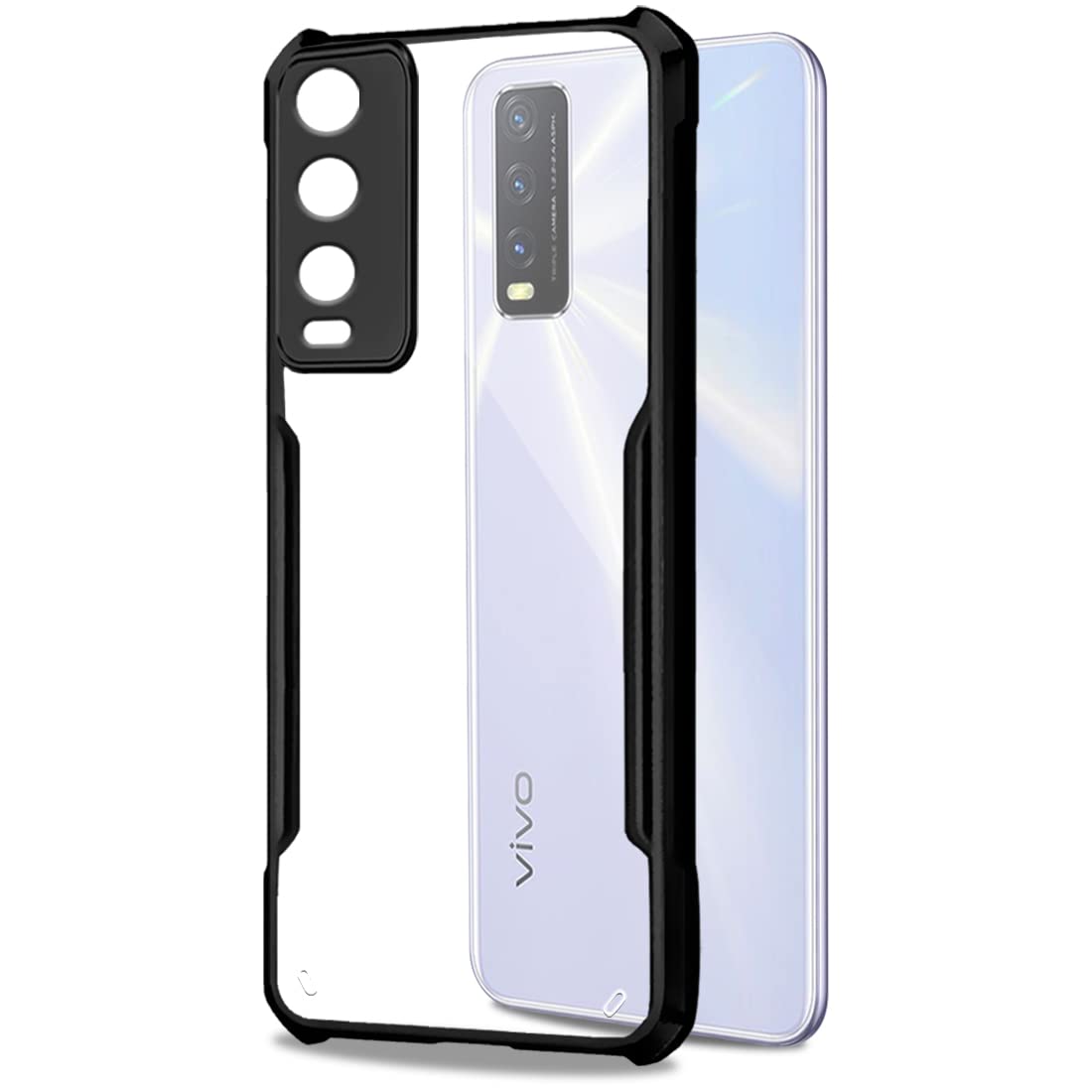 VAKIBO Super Premium Black Border Transparent Case With Corner Protection & Camera Protection Suitable for Vivo Y20S