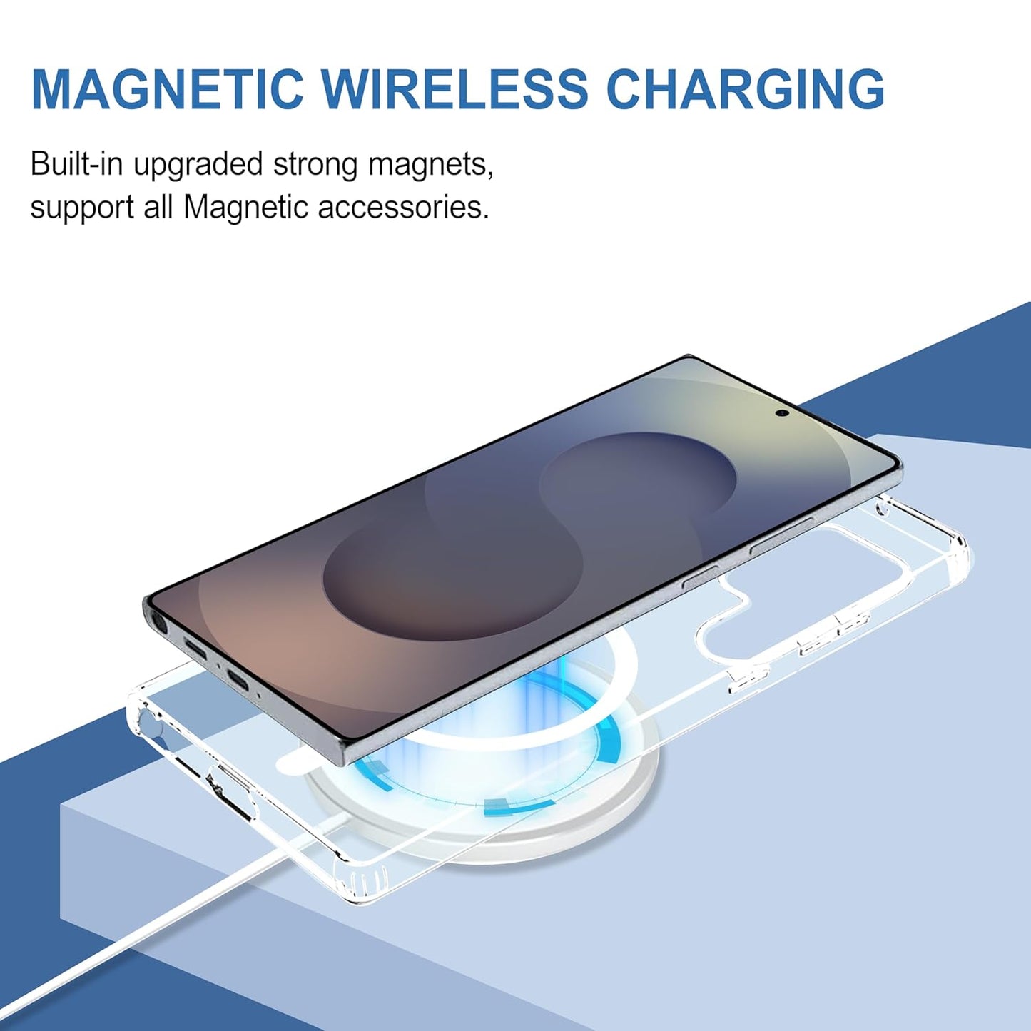 VAKIBO Megnatic Magsafe Transparent Coloured Soft with Hard back Back Cover Case With Camera Protection Ring Suitable for Samsung Galaxy S25 Ultra