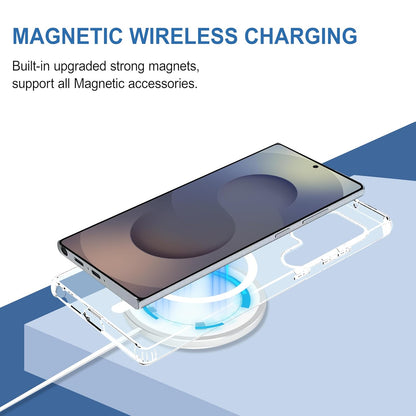 VAKIBO Megnatic Magsafe Transparent Coloured Soft with Hard back Back Cover Case With Camera Protection Ring Suitable for Samsung Galaxy S25 Ultra
