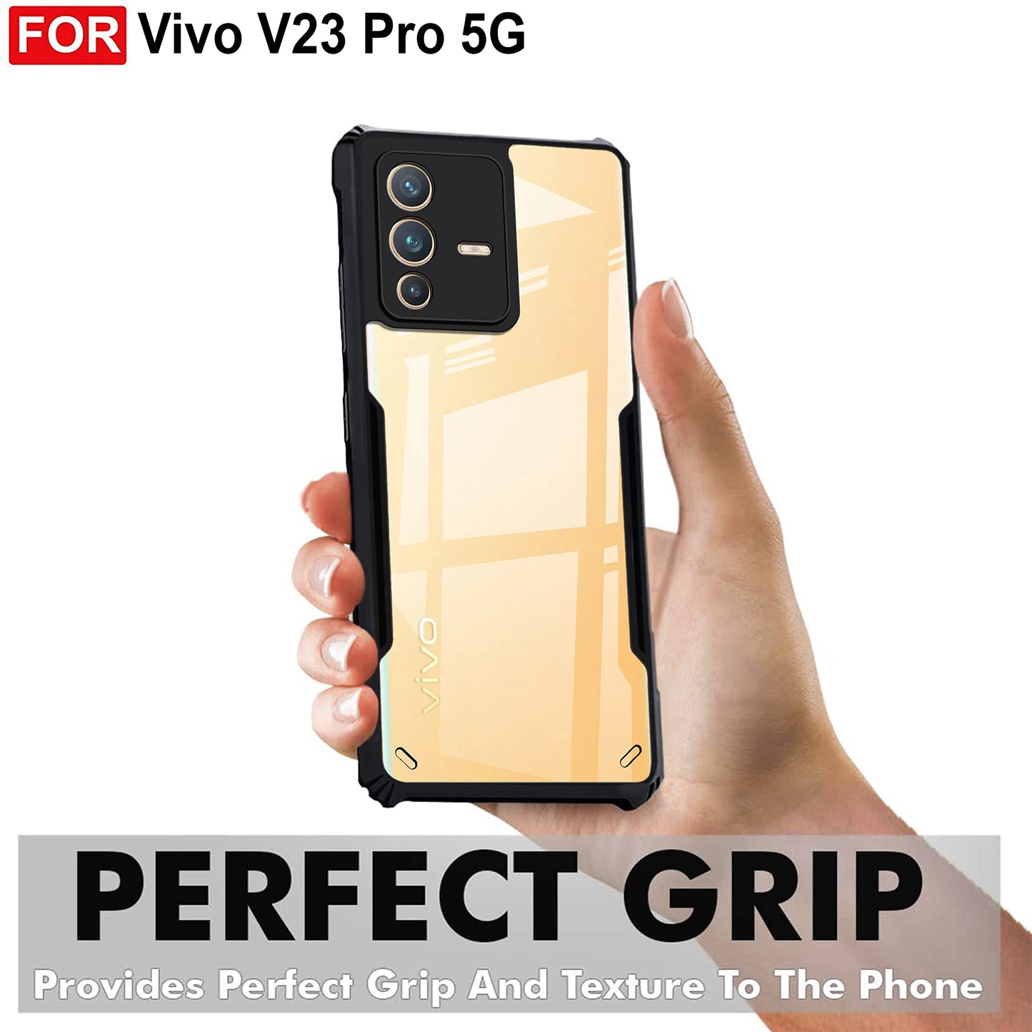 VAKIBO Super Premium Black Border Transparent Case With Corner Protection & Camera Protection Suitable for Vivo V23 Pro 5G