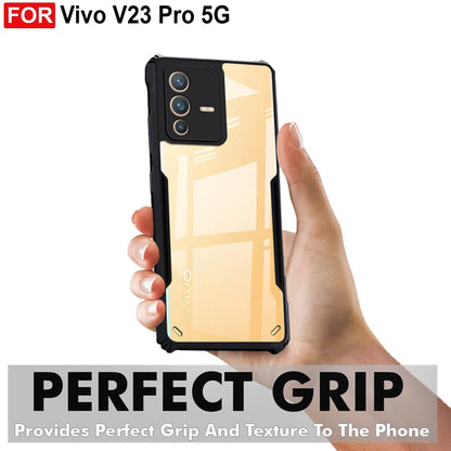 VAKIBO Super Premium Black Border Transparent Case With Corner Protection & Camera Protection Suitable for Vivo V23 Pro 5G