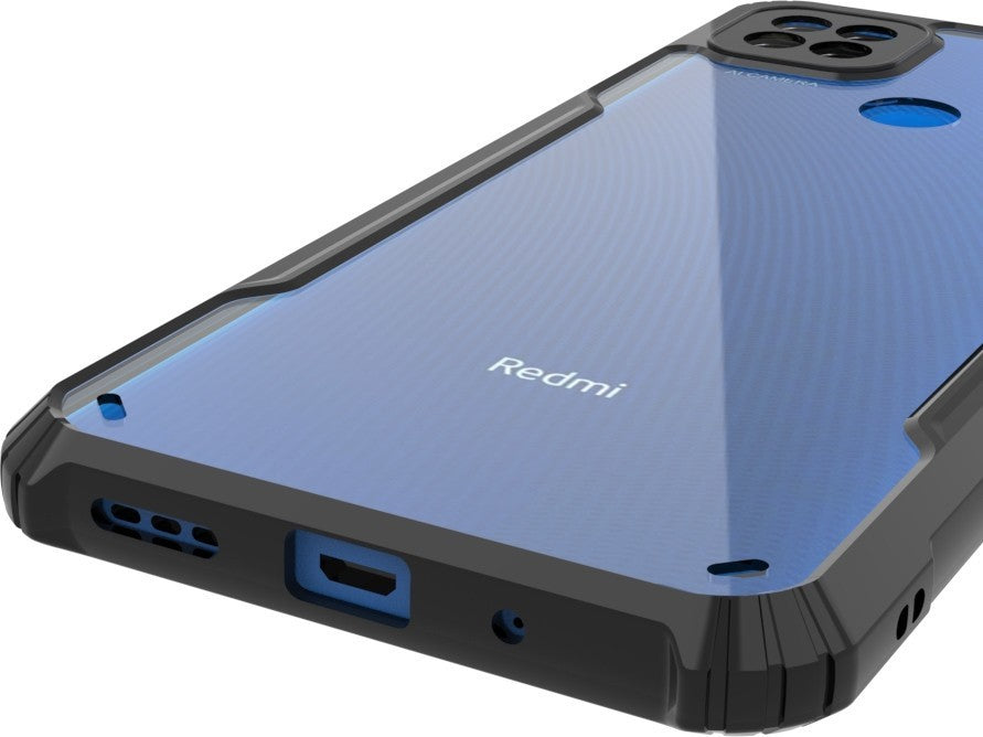 VAKIBO Super Premium Black Border Transparent Case With Corner Protection & Camera Protection Suitable for Mi Redmi 9C