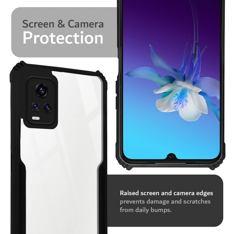 VAKIBO Super Premium Black Border Transparent Case With Corner Protection & Camera Protection Suitable for Vivo V20 Pro