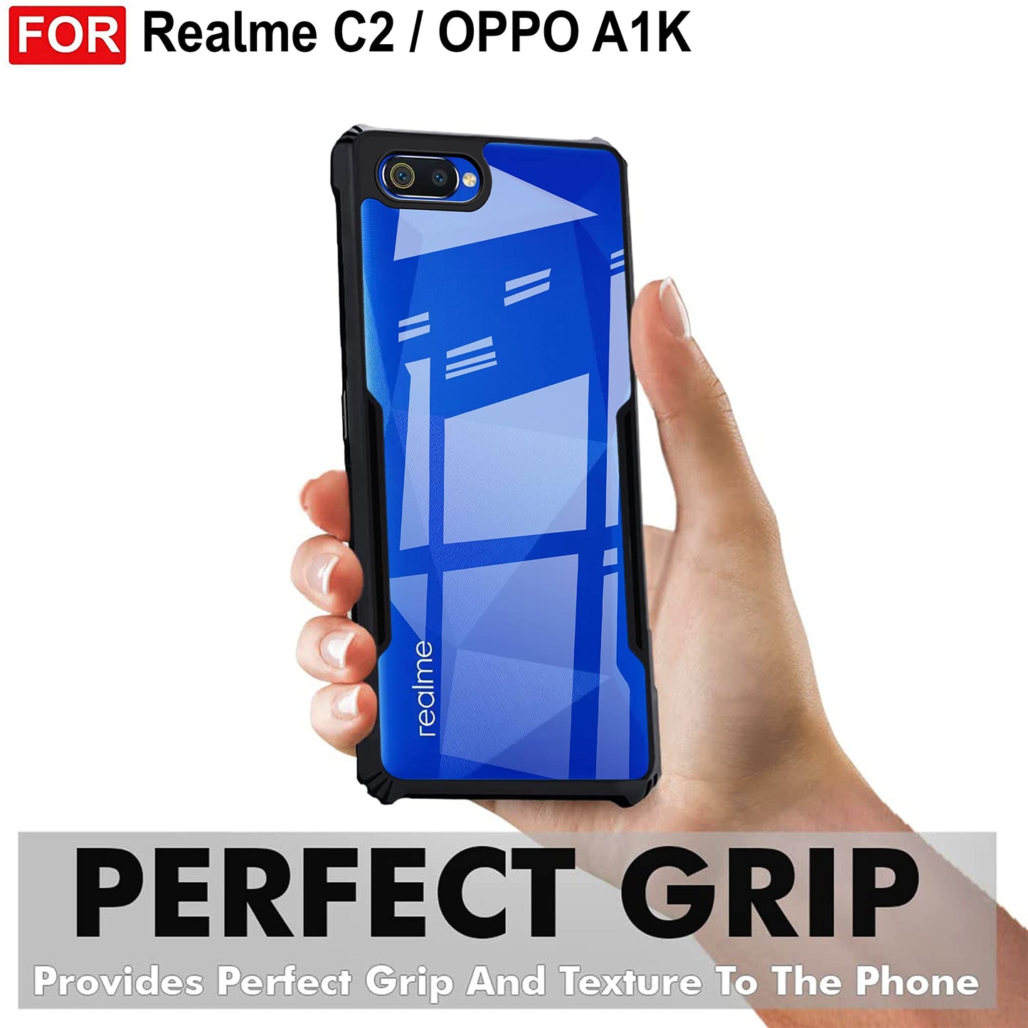 VAKIBO Super Premium Black Border Transparent Case With Corner Protection & Camera Protection Suitable for Oppo A1K