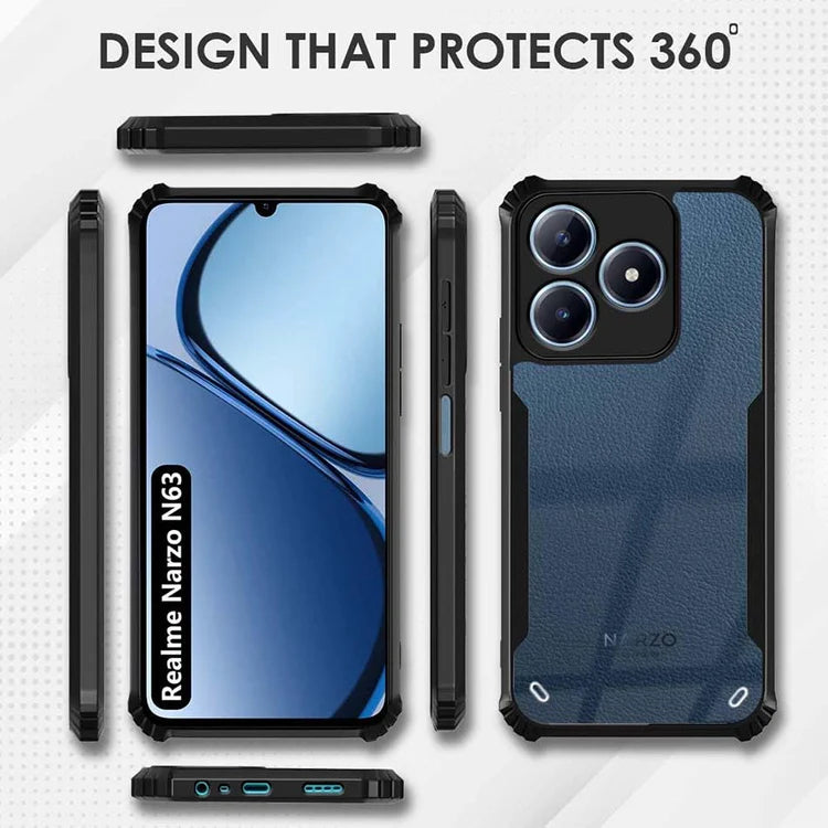 VAKIBO Super Premium Black Border Transparent Case With Corner Protection &Camera Protection Suitable for Realme C61 4G
