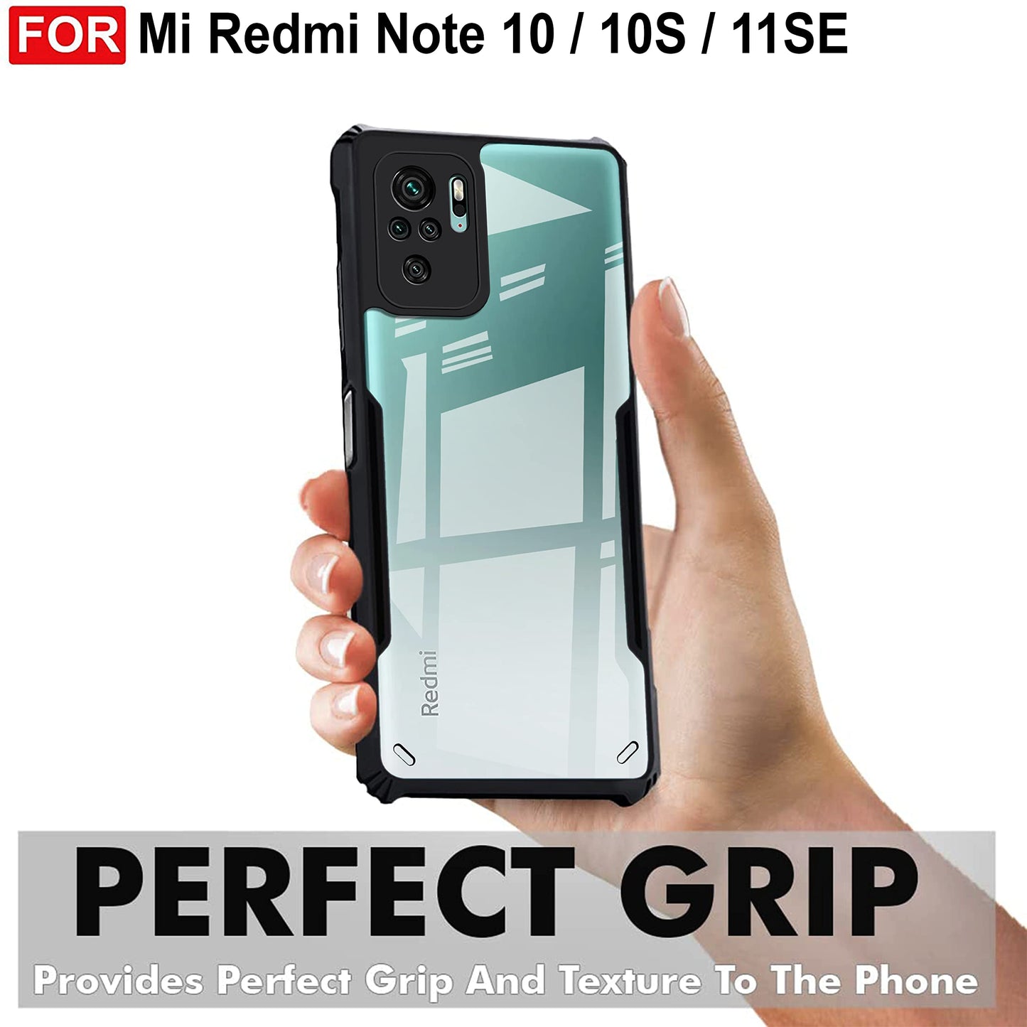 VAKIBO Super Premium Black Border Transparent Case With Corner Protection & Camera Protection Suitable for MI Redmi Note 10