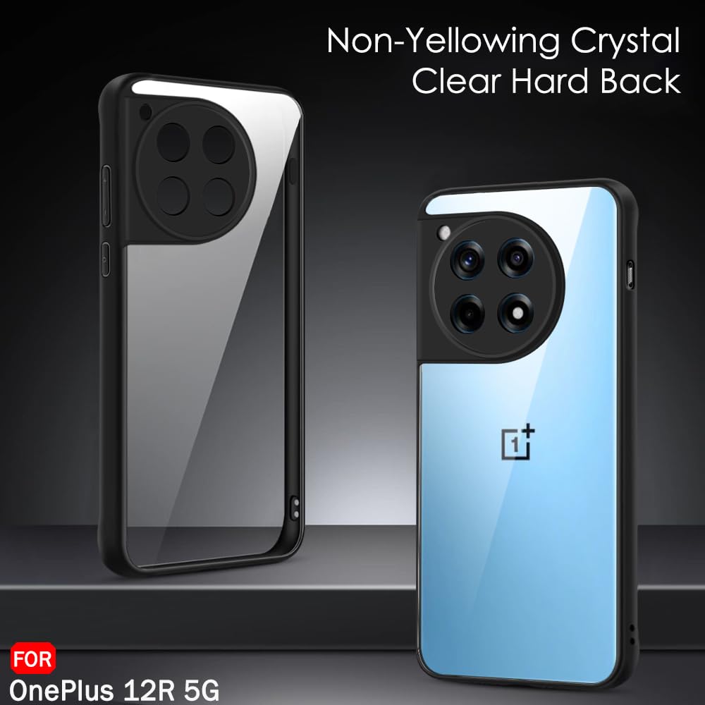 VAKIBO Super Premium Black Border Transparent Case With Corner Protection & Camera Protection Suitable for OnePlus 12R