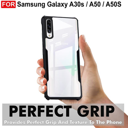 VAKIBO Super Premium Black Border Transparent Case With Corner Protection & Camera Protection Suitable for Samsung A30s