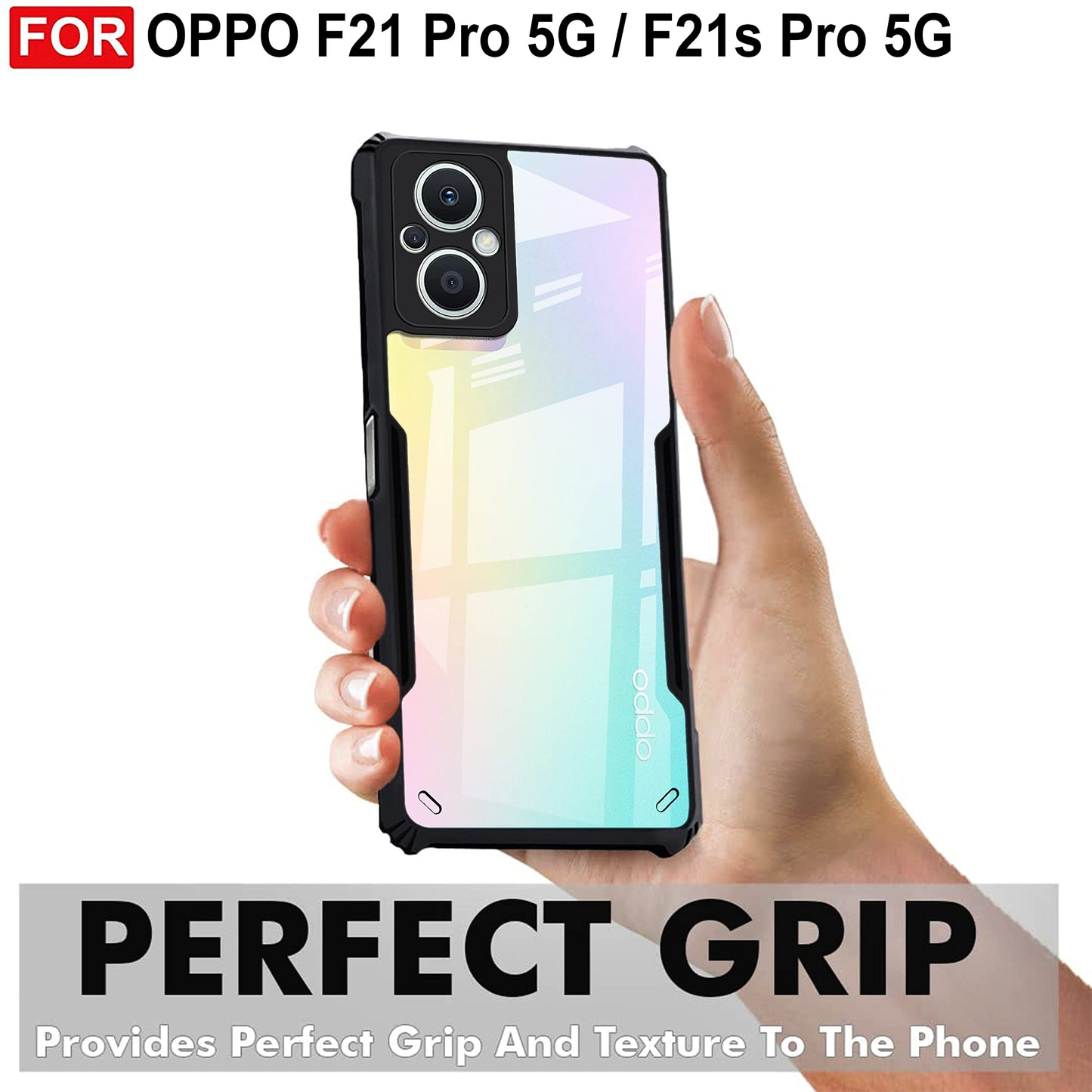 VAKIBO Super Premium Black Border Transparent Case With Corner Protection & Camera Protection Suitable for Oppo F21 Pro 5G