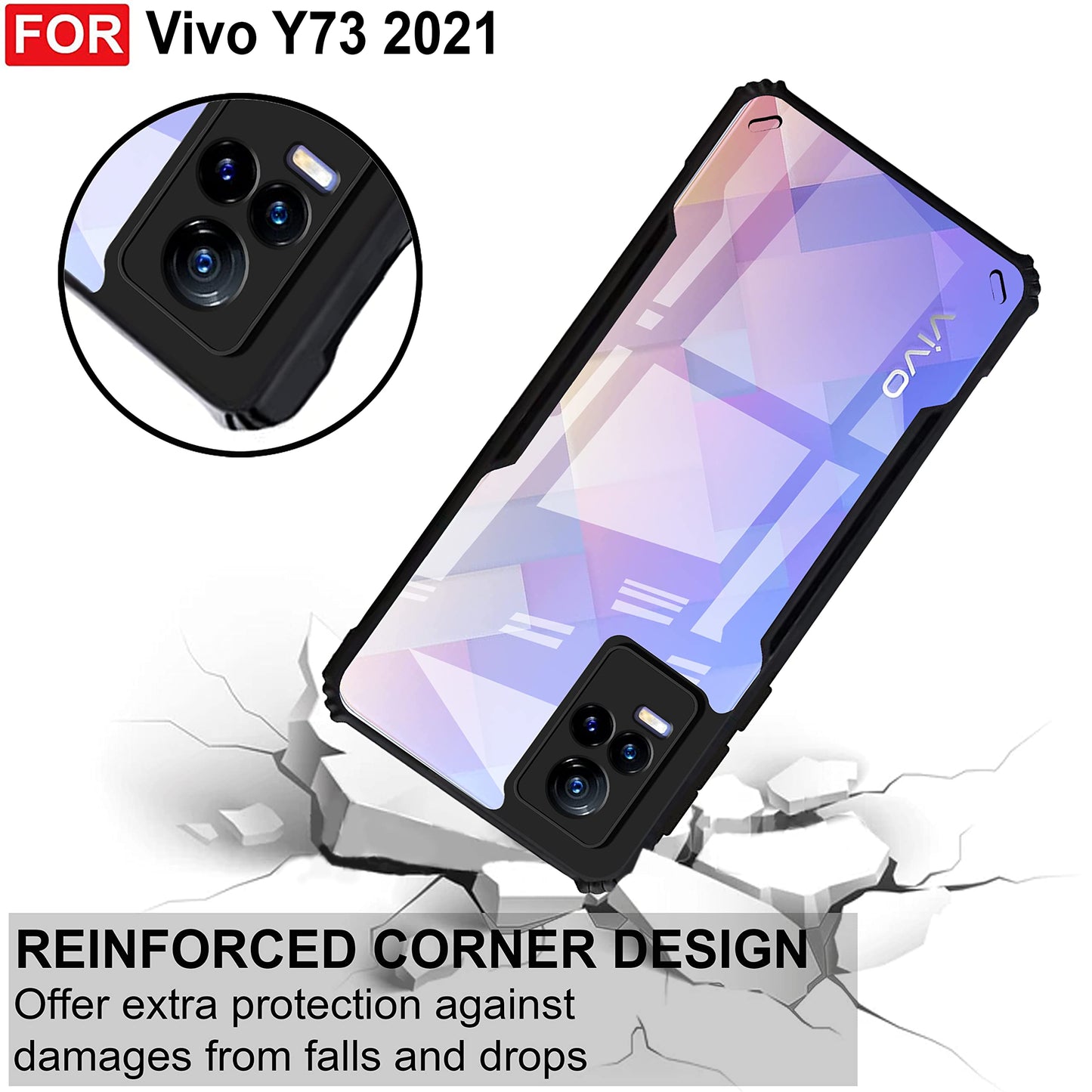 VAKIBO Super Premium Black Border Transparent Case With Corner Protection & Camera Protection Suitable for Vivo Y73
