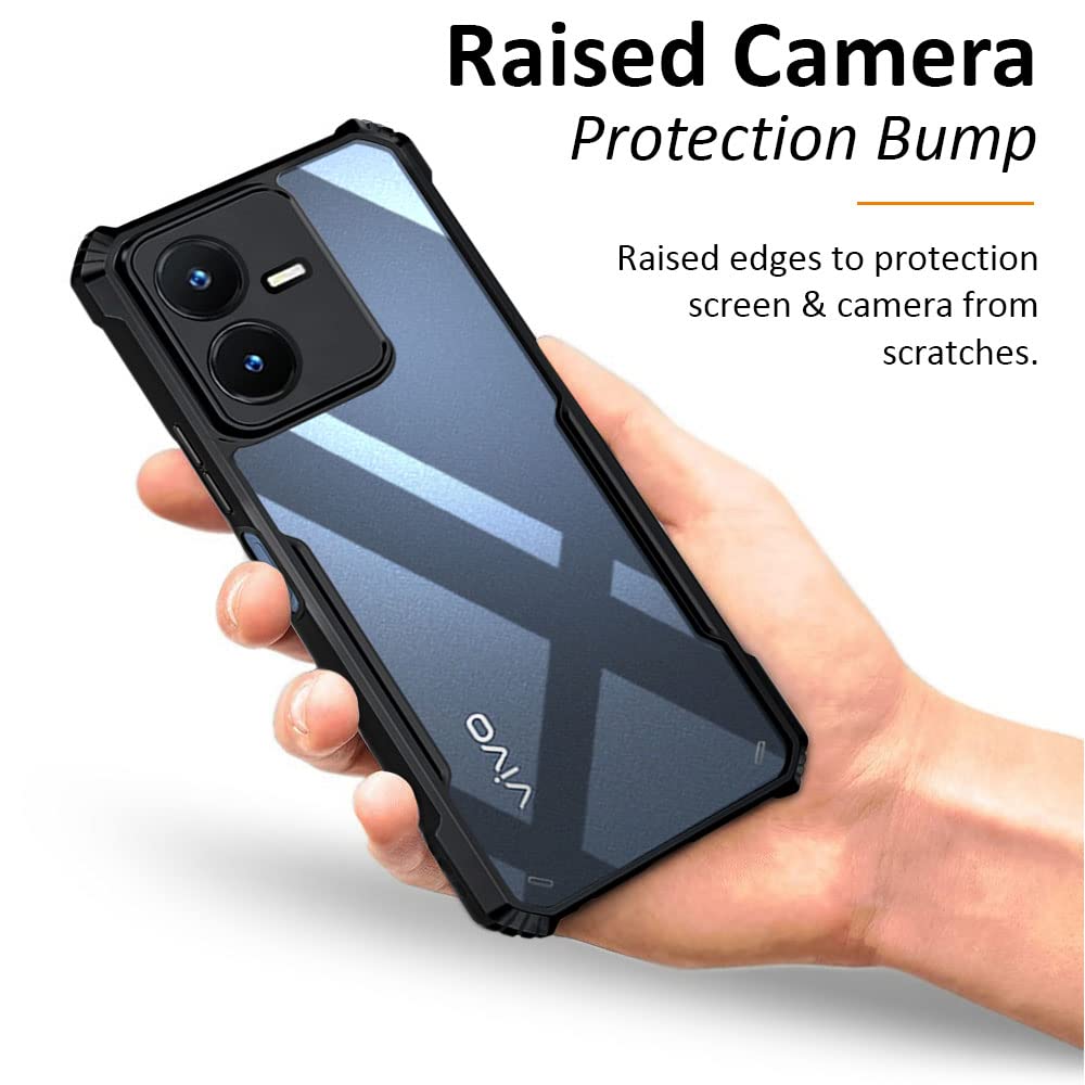 VAKIBO Super Premium Black Border Transparent Case With Corner Protection & Camera Protection Suitable for Vivo Y22s