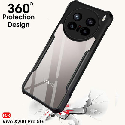 VAKIBO Best Selling Black and Transparent Coloured Made With Soft TPU and Acrylic Back Cover Case With 4 Corner and Camera Protection Suitable for Vivo X200 Pro