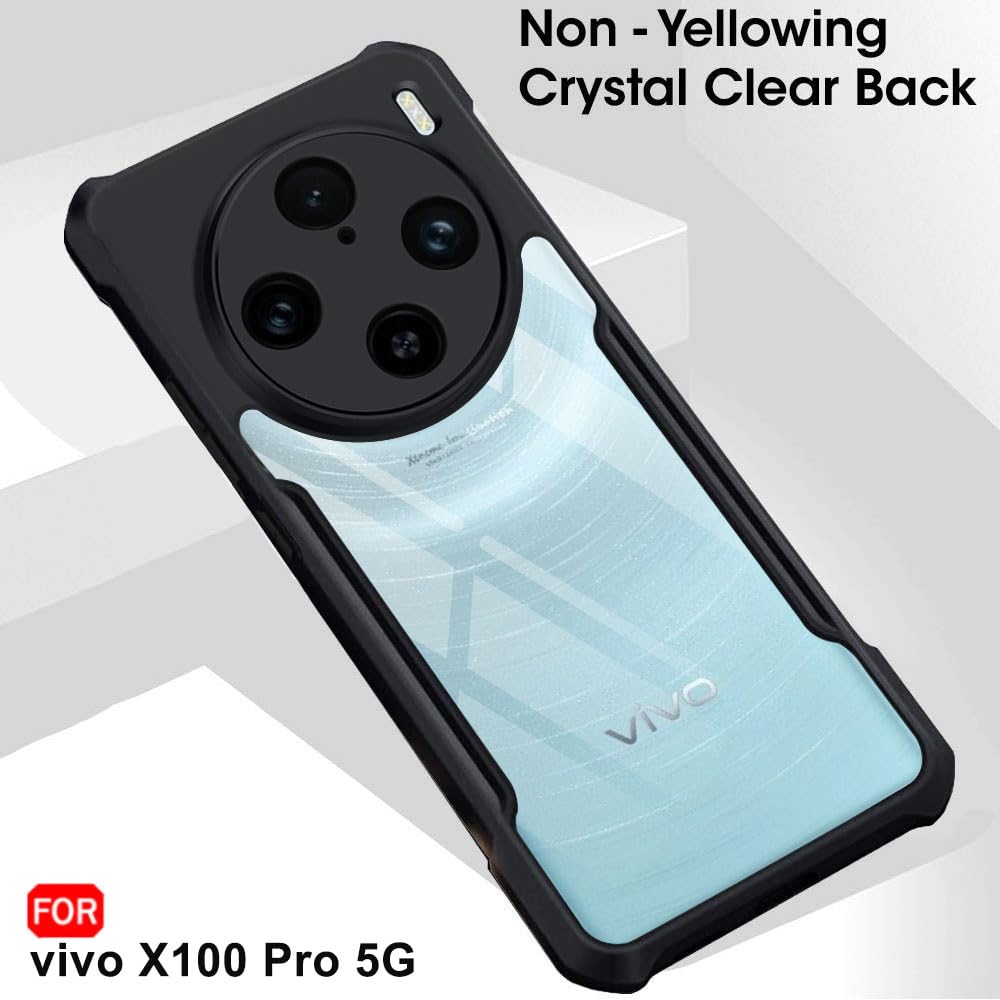 VAKIBO Super Premium Black Border Transparent Case With Corner Protection & Camera Protection Suitable for Vivo X100 Pro