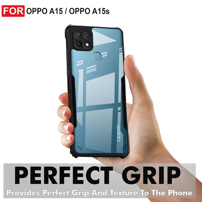 VAKIBO Best Selling Black and Transparent Coloured Made With Soft TPU and Acrylic Back Cover Case With 4 Corner and Camera Protection Suitable for Oppo A15s