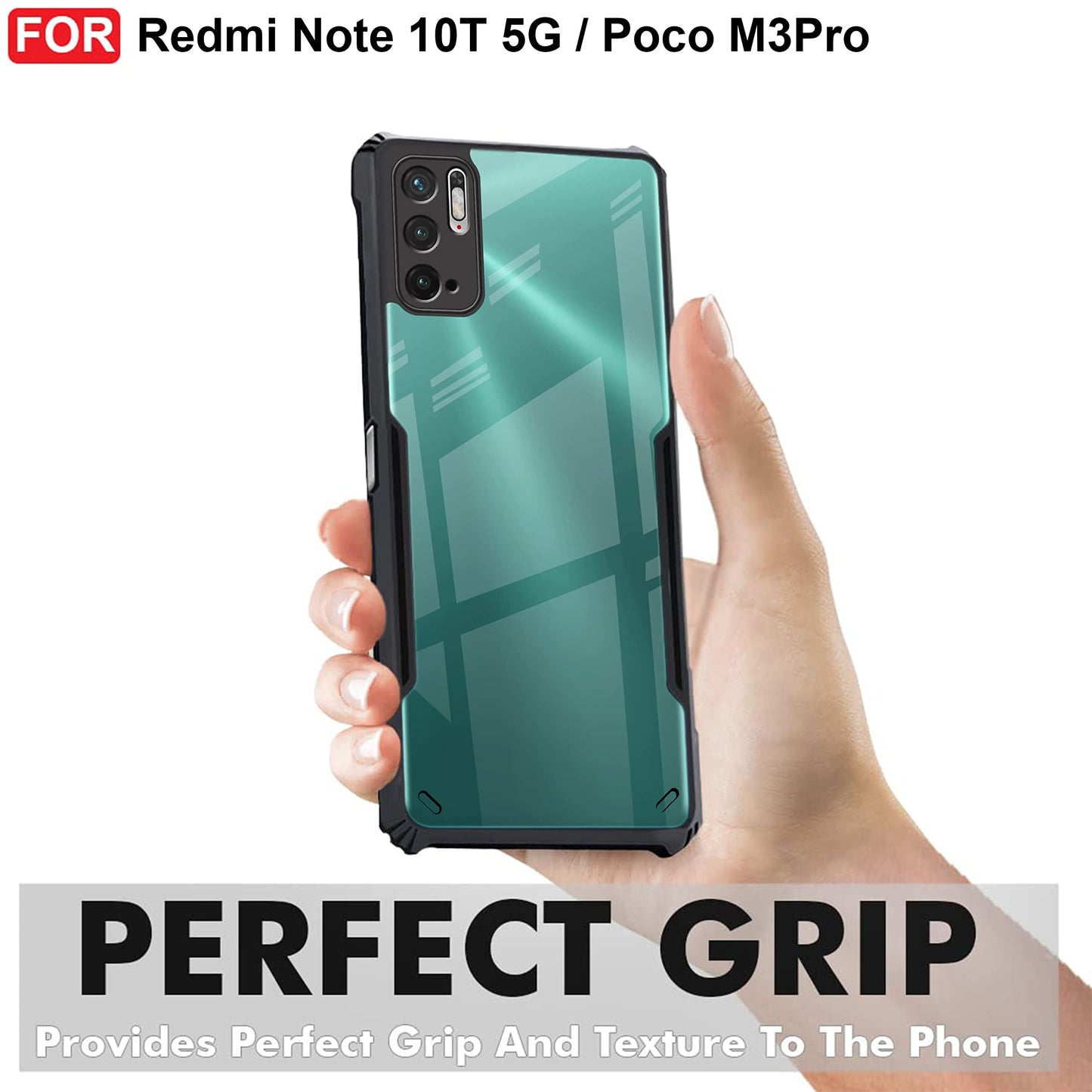 VAKIBO Super Premium Black Border Transparent Case With Corner Protection & Camera Protection Suitable for Mi Poco M3 Pro 5G