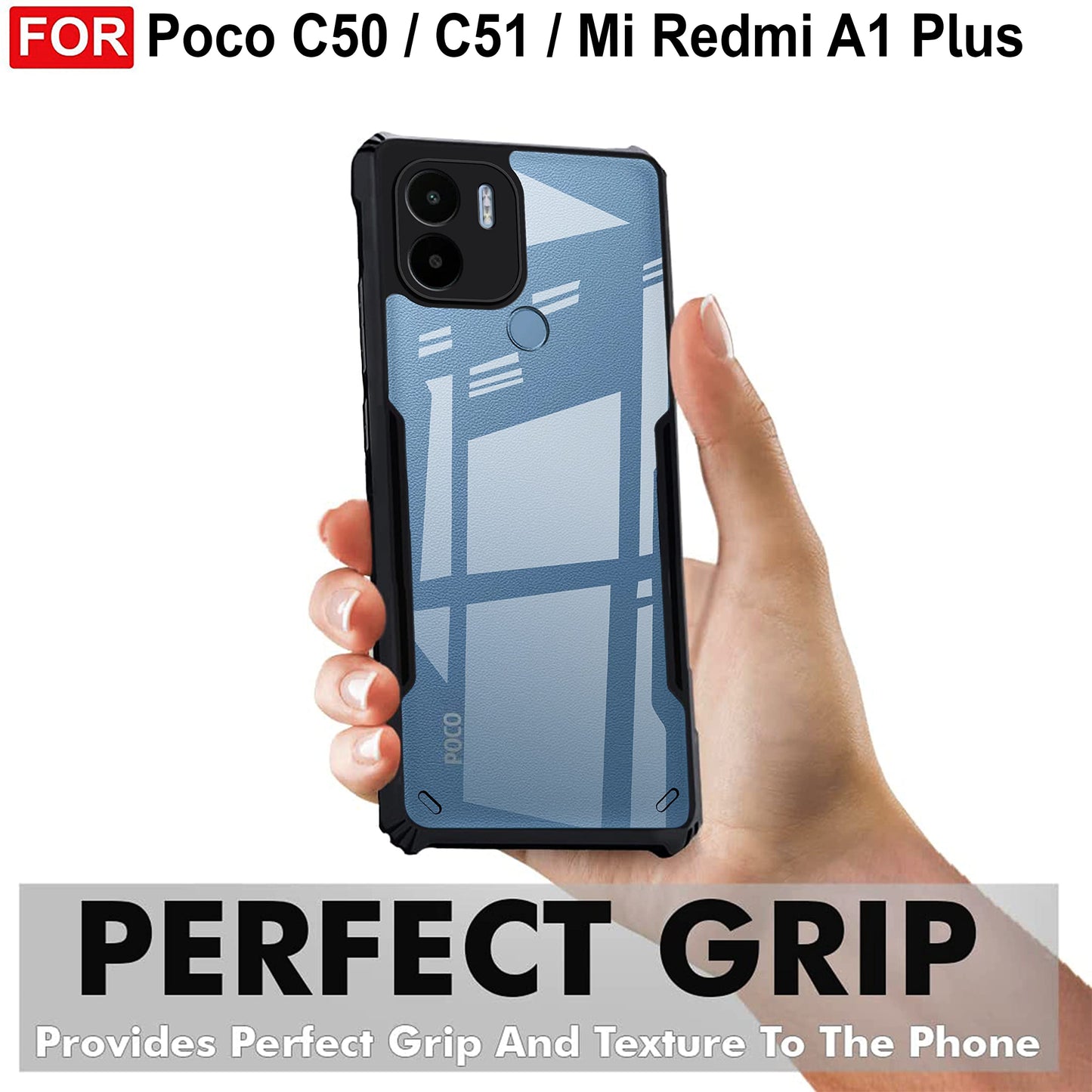 VAKIBO Super Premium Black Border Transparent Case With Corner Protection & Camera Protection Suitable for Mi Redmi Poco C50