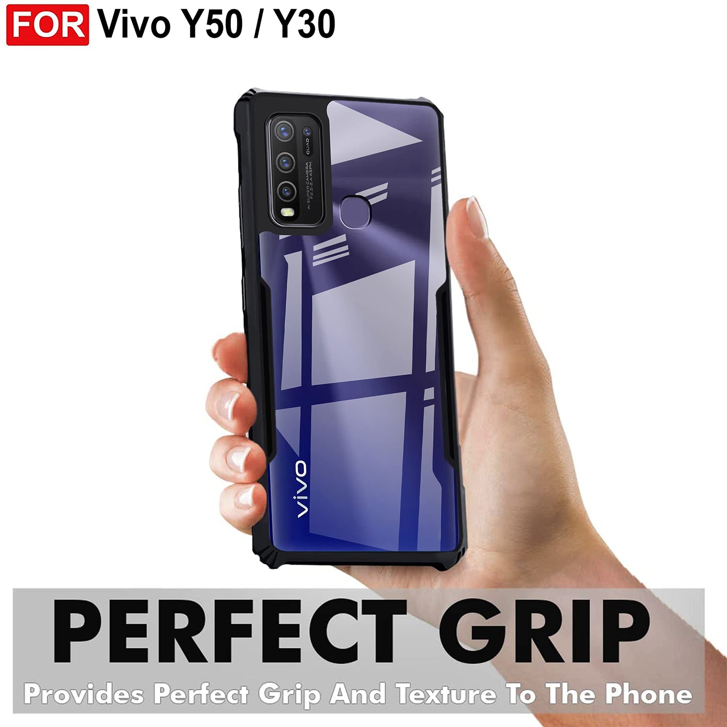 VAKIBO Super Premium Black Border Transparent Case With Corner Protection & Camera Protection Suitable for Vivo Y50